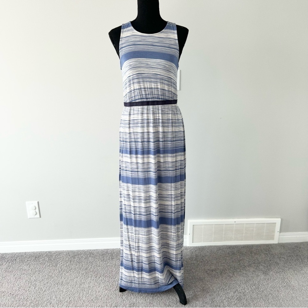 Ann Taylor Loft Striped Jersey  Sleeveless Maxi Dress